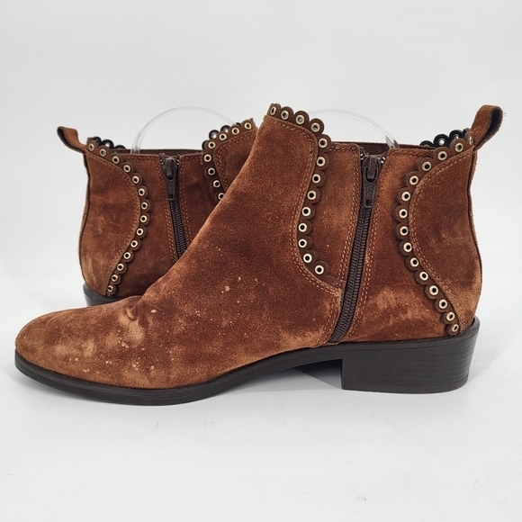 Kanna Genuine Suede Leather Chelsea Ankle Booties Side Zip Tan Brown Size 40 9 - Picture 10 of 10